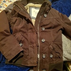 Abercrombie & Fitch chocolate Brown Jacket fur lining women's medium winter coat